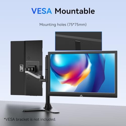 Kenowa 17.3" PC Monitor HD 1600 * 900P Portable Computer Monitor with Type-C/HDMI Port, Built in Kickstand&Speakers External Second Screen for Laptop,PC,PS4,Mac,Xbox 6