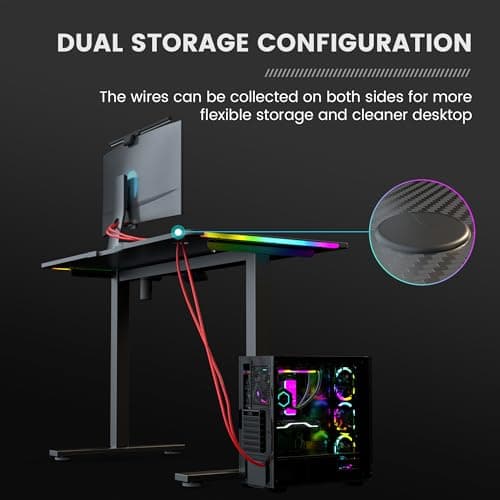 GTPLAYER RGB Electric Standing Desk, Height Adjustable Gaming Desk - Computer Desk with Mouse Pad, Home Office Desk 7