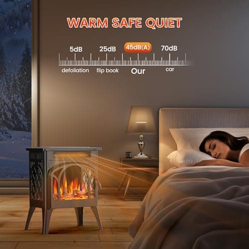 Electric Fireplace Stove, Fast Heating, 1500W X Infrared Fireplace Heater with 8H Timer, Remote Control, Freestanding Stove with Adjustable 3D Flame Overheat Protection, Indoor Fireplace 5