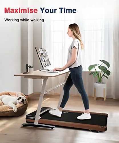 Redliro Walking Pad, Wood Under Desk Treadmill 300 lb Capacity Installation-Free for Home Office Use with Remote Control LED Display 5