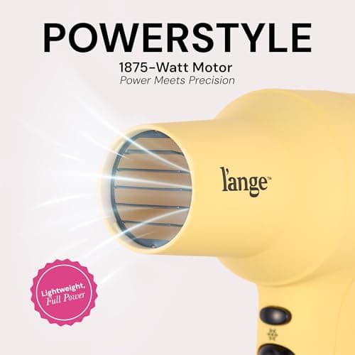 L'ANGE HAIR PowerStyle Turbo Ionic Hair Dryer | 1875 Watt Professional Blow Dryer with Diffuser & Concentrator | Multiple Heat & Speed Settings for Fast Drying | Salon-Grade Styling Tools, Yellow 4