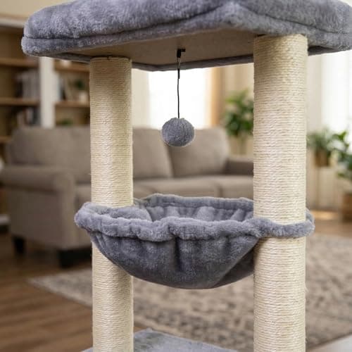 ROYPET Fashion Design 43.3" Cat Trees with Cat Houses,Grey 5
