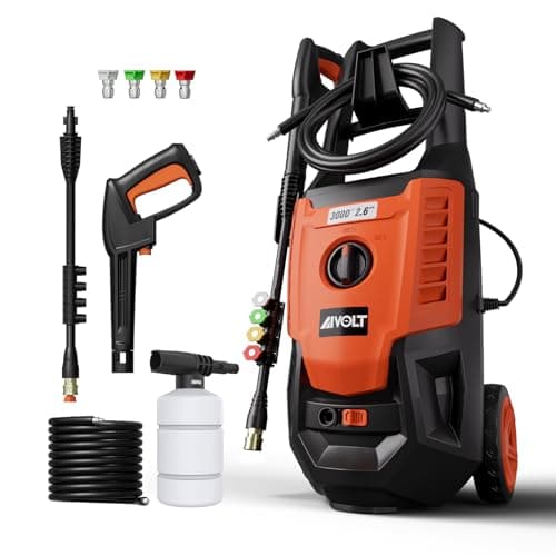 Electric Pressure Washer, Surge Pressure 3000PSI Max 2.6GPM 1800W Power Washer Electric Powered Water Pressure Cleaner Machine with 4 Nozzles and Foam Tank for Car, Fence and Deck Cleaning