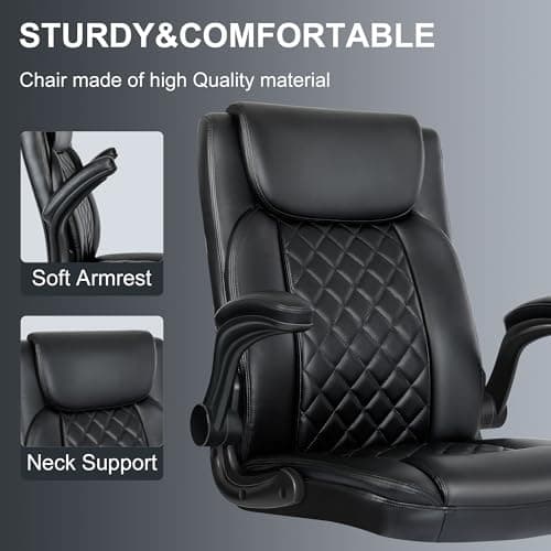 Misolant Drafting Chair, Tall Office Chair for Standing Desk, Standing Chair with Adjustable Height and Flip-up Armrest, Leather Drafting Chair, High Office Chair for Counter Height Desk 5