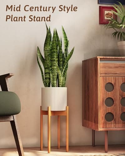 GENTINGBRO Adjustable Plant Stand Indoor, Bamboo Plant Stand Fits 8 9 10 11 12 Inches, Small Corner Planter Holder for Indoor Plants, Single Floor Plant Stands for Living Room Balcony, Light Brown Tall 6