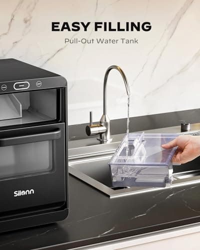 Silonn Nugget Ice Maker Countertop, Pebble Ice Maker Nugget, 44lbs Crushed Ice in 24h, Pull-Out Water Tank and Removable Ice Basket for Home, Kitchen, Stainless Steel 5