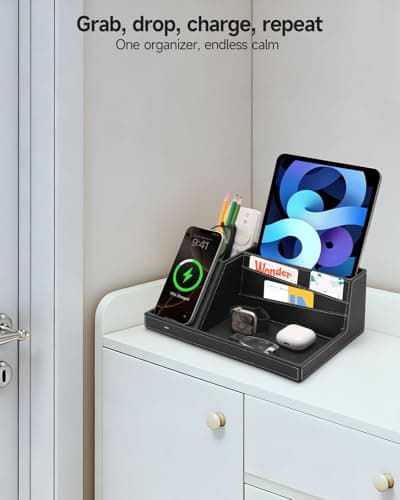 Fast Wireless Charging Station with Desk Organizer for iPhone 17/16/15/15 Pro/14/14 Pro Max/14 Pro/14 Plus/13/13 Pro Max/13 Pro/and iPhone 12/11 Series, Nightstand Desktop Organizer for Home Office 6