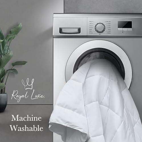 Royal Luxe Down Alternative Comforter King Size, CiCLO® Technology Fluffy Duvet Insert, Ultra-Soft Luxury Sustainable Fibers, Breathable Comforter for All Season (104x88, White) 5