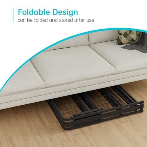 BestMassage | Twin Bed Frame | Metal | Heavy Duty Steel Slats with 6 Legs | Foldable | Sturdy, No Box Spring Needed | Easy to Assemble with Under-Bed Storage | Furniture for Home, Dorms 5