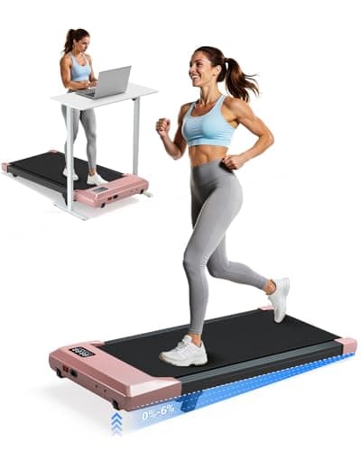 DeerRun Under Desk Walking Pad Treadmill for Home & Office, 6% Manual Incline, 0.6–3.8 MPH Walking Speed, 300 lb Capacity, App & Remote Control