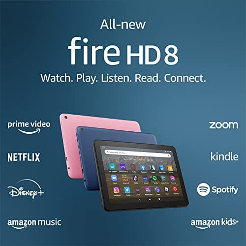 Amazon Fire HD 8 tablet, 8” HD Display, 64GB, 30% faster processor, designed for portable entertainment, (2022 release), Denim 8