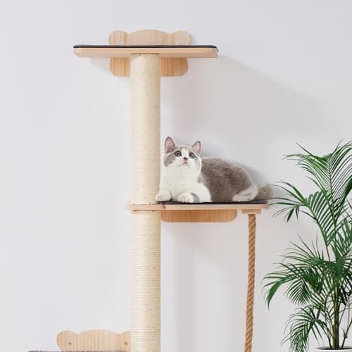 VEVOR 4 Tiers Tall Cat Wall Furniture Set with 4 Jumping Boards, Wall-Mounted Cat Floating Shelf up to 40 lbs, 12 mm Pine Wood Perch for Sleeping, Playing, and Climbing 9