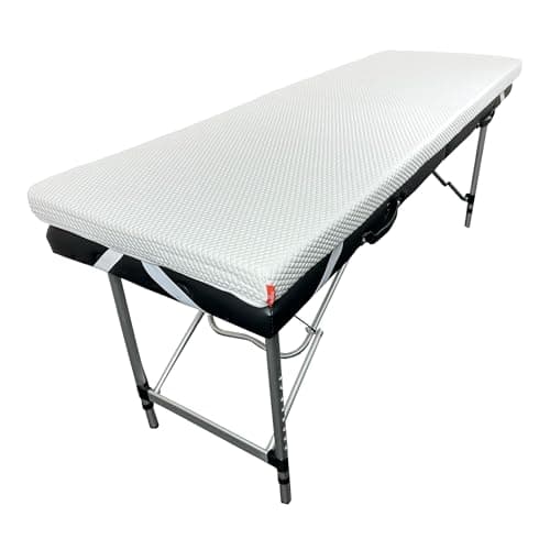 Lash Bed Foam Topper – 2.5 Inch Thick Memory Foam Massage Table Pad with Corner Straps & Anti-Slip Base, Comfortable Spa or Facial Bed Topper for Lash Extensions & Salon Use – White