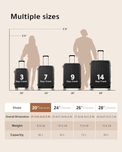 LUGGEX Carry On Luggage with Aluminum Frame, Silver Zipperless Luggage 20-Inch 9