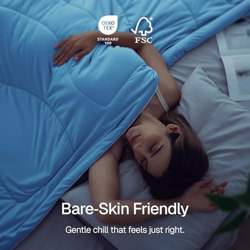 Bedtter® Luxe Cooling Comforter King, Cooling Blanket for Hot Sleepers, Q-Max>0.46 Sorona and Tencel Filling, Double-Sided Cold Breathable Lightweight Blanket, 106"x90", Blue 5