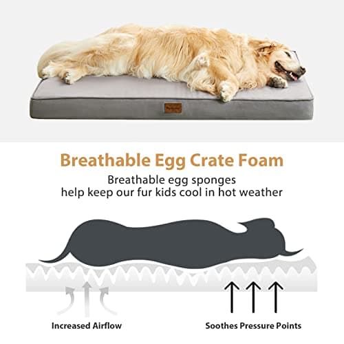 BFPETHOME Outdoor Dog Beds for Large Dogs, Waterproof Dog Bed for Medium, Large, Extra Large Dogs, Orthopedic Pet Bed with Removable Washable Cover, Egg Crate Foam Pet Bed Mat. (36 x 27 in, Grey) 5