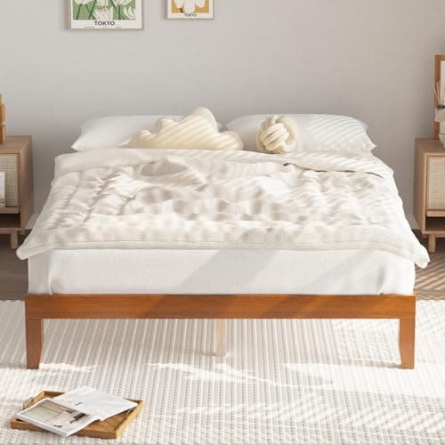 Twolike Queen Bed Frames,Wood Bed Frames,Wood Platforms Bed with Wooden Slats Support,Mattress Foundation,No Box Spring Needed,Easy Assembly,Queen,Pine 6