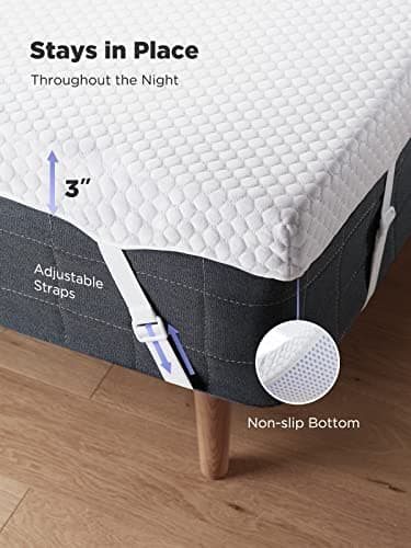 PERLECARE 3 Inch Gel Memory Foam Mattress Topper for Pressure Relief, Premium Soft Cooling Sleep, Non-Slip Design with Removable & Washable Cover, CertiPUR-US Certified - Queen 5