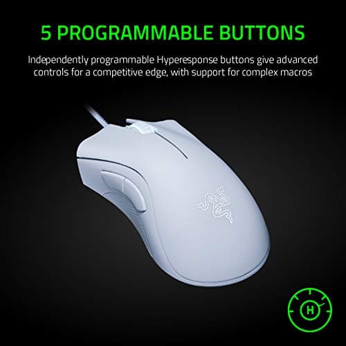 Razer DeathAdder Essential Gaming Mouse: 6400 DPI Optical Sensor - 5 Programmable Buttons - Mechanical Switches - Rubber Side Grips - Mercury White 5