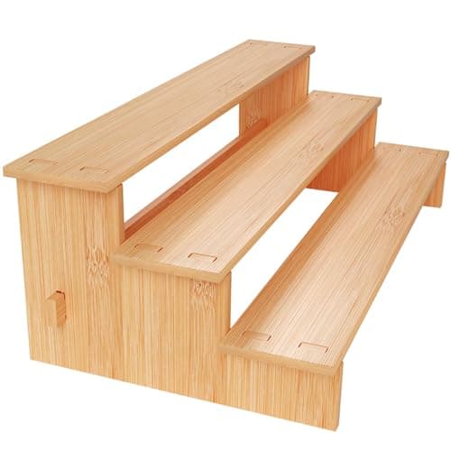 JinDoWin 3 Tiered Spice Rack Organizer for Cabinet,Spice Organization for Cabinet,Seasoning Organizer,Spice Shelf and Spice Organizer for Cabinet,Pantry Organizers and Storage (1 Pack, Medium)