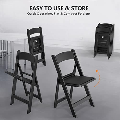 FCH Plastic Folding Chair with Padded Seat, Resin Foldable Chairs with Soft Cushion, Comfortable and Sturdy, Suitable for Indoor and Outdoor, Parties, Weddings, Commercial Events, Black, 1 Pack 6