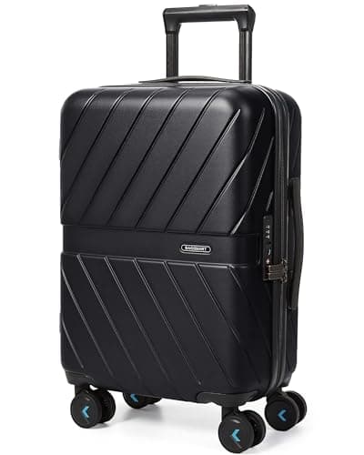 BAGSMART Carry On Luggage 22x14x9 Airline Approved With TSA Lock, 1OO% Polycarbonate Hardside Luggage with Spinner Wheels, Durable Hard Shell Carry On Suitcase 20 inch Black