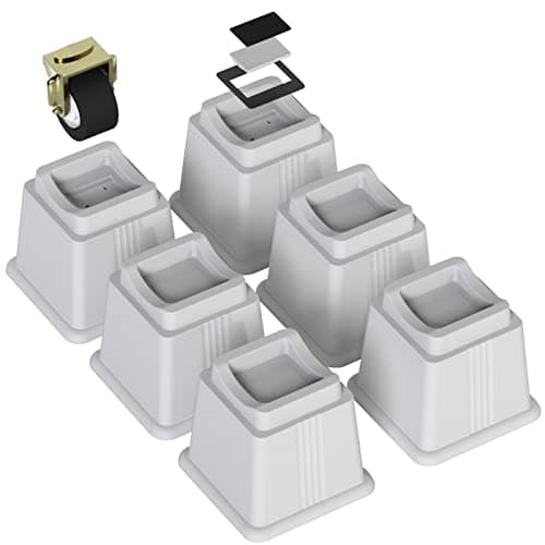 ZTON Bed Furniture Risers Elevation in Height 5" Heavy Duty Risers for Both Posts and Wheels of Furniture Sofa Bed Couch Chair Table, Support up to 3000 lbs. (6 Pack, Grey)