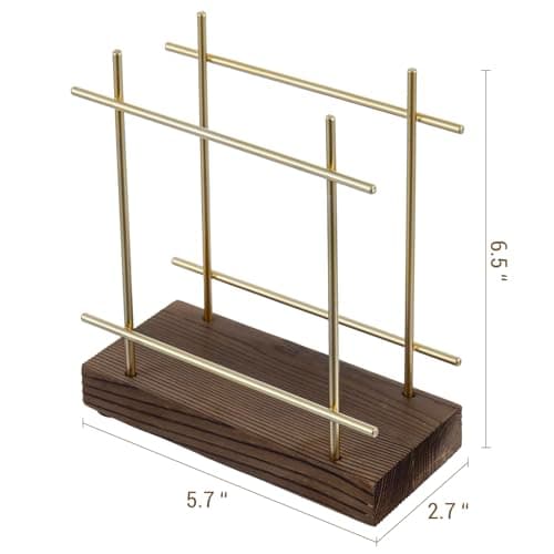 MyGift Napkin Holders for Table & Kitchen, Brass-Tone Wire Metal Napkin Dispenser with Wood Base, Modern Farmhouse Tabletop Dining Decor for Home/Cafe/Restaurant 6