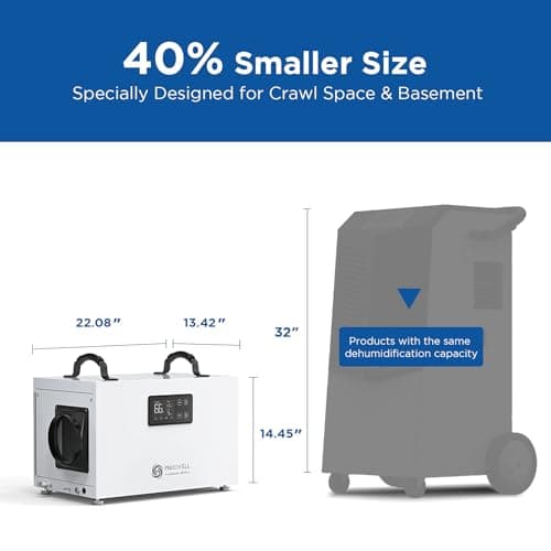 145 Pints Commercial Dehumidifier with Pump, Crawlspace Dehumidifiers with Drain Hose for Compact Tight Basements Large Spaces 6