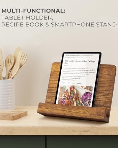 Beautiful Cookbook Stand for Your Kitchen Counter - Solid Wood Stand Easily Keeps Cook or Recipe Books Open for Convenient Cooking - Perfectly Fits Your iPad/Tablet and Enhances Any Kitchen Decor 5