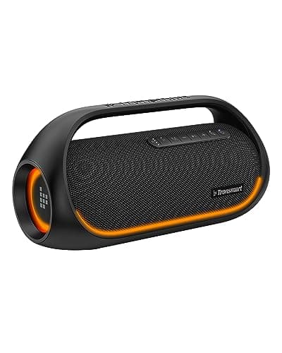 Tronsmart Upgraded Bang 60W Bluetooth Speakers with Subwoofer, IPX6 Waterproof Loud Bluetooth Speaker with 7 Color Light, 15H Playtime, Custom EQ, Portable Speaker with Handle for Outdoor, Party
