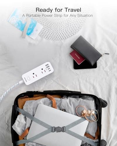 Power Strip Surge Protector, BESHON 5Ft Extension Cord, 6 Outlets with 4 USB Ports (2 USB C Outlet), 3-Side Outlet Extender, Wall Mount, Compact for Travel, Home, College Dorm Room and Office 7