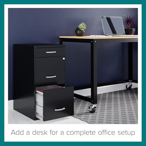 Hirsh Industries Space Solutions 18in Deep 3 Drawer Metal Organizer File Cabinet Black, Letter Size, Fully Assembled 8