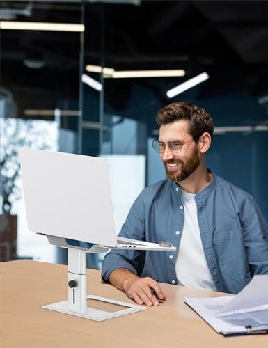 SOUNDANCE Adjustable Laptop Stand for Desk, Computer Stand, Ergonomic Laptop Riser Holder Compatible with 10 to 17.3 Inches Notebook PC Computer, Aluminum Silver 7