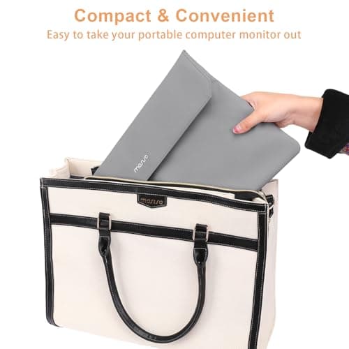 MOSISO Portable Monitor Case Sleeve 16.1 inch, Carrying Case for Most 15.6-16.1 inch Portable Travel Display Monitor Laptop, PU Leather Laptop Display Bag with Front Pocket, Gray 5