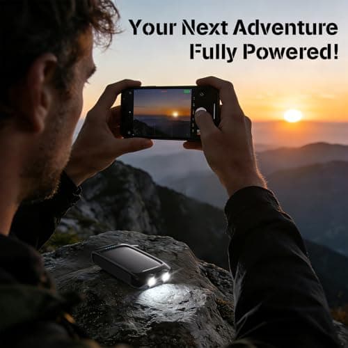 Portable Charger Solar Power Bank 20000mAh with USB-A and USB-C 5V/3A Output Port Black Battery Pack Compatible with iPhone, Samsung, Waterproof Emergency LED Flashlights Perfect for Camping, Hiking 8