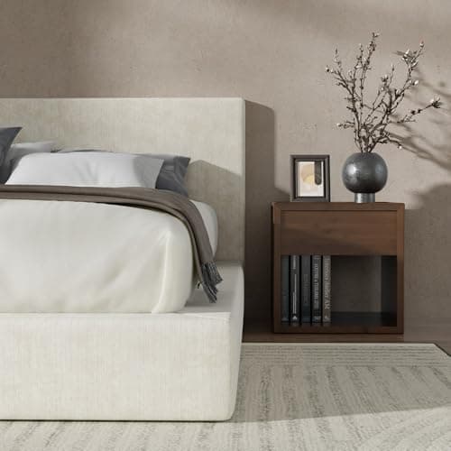 RECCI Cloud Upholstered Queen Bed Frame with Headboard, 5 Inch Foam Padded Platform, No Box Spring, Easy Assembly(Cream) 8