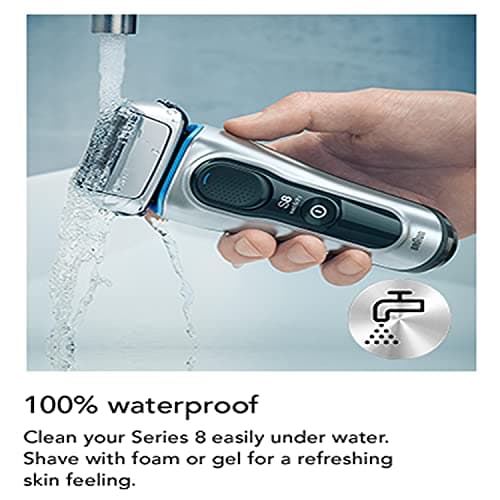 Braun Series 8 8330s Next Generation, Electric Shaver for Men, Rechargeable and Cordless Razor, Silver, Fabric Travel Case, Wet and Dry, Foil Shaver 6