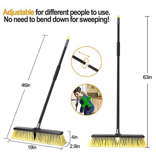 KeFanta 18 Inches Push Broom Outdoor- Heavy Duty Broom with 63" Long Handle for Deck Driveway Garage Yard Patio Warehouse Concrete Floor Cleaning 6