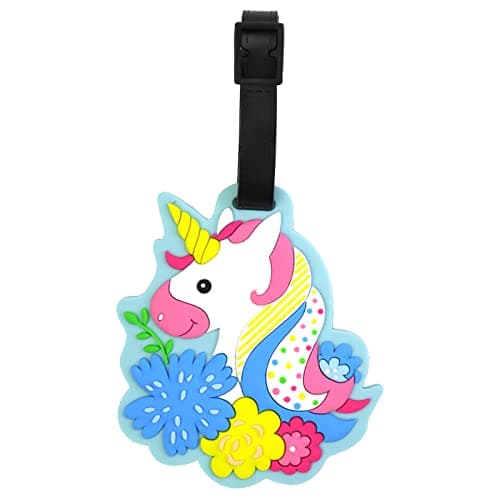 Unicorn Luggage Tag - Colorful Luggage Tag for Travel Women,Funny Blue Kids Backpack Suitcase Tag Cute Clear,Name ID Identifier Durable