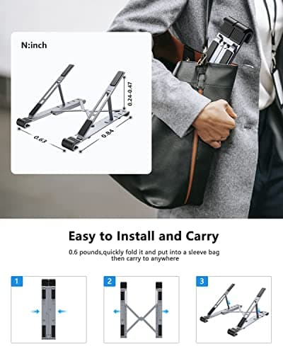 Laptop Docking Station, Selore 6 in 1 USB C Docking Station Stand with HDMI+2 USB3.0+USB-C Data+Ethernet+PD for MacBook/Dell/Surface/HP/Lenovo 7