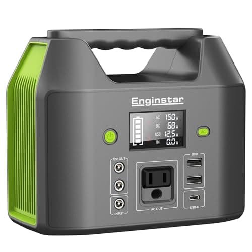 Portable Power Station 150W 155Wh, EnginStar Power Bank with 110V AC Outlet, 42000mAh 6 Outputs External Battery Pack with LED Light for Home Camping