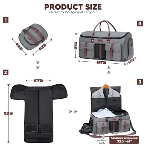 Vessgra Carry on Garment Bag for Travel, Convertible Garment Duffle Bags for Men Women with Shoe Compartment - 2 in 1 Hanging Suitcase Suit Travel Bags 6