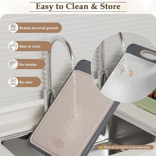 GUANCI Cutting Board for Kitchen, Stainless Steel Cutting Board Double Sided for Chopping Meat/Vegetables, Stainless Steel/Wheat Straw PP, Kitchen Gifts Easy to Clean Large 16”×11” 7