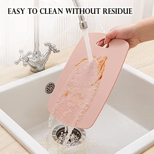 Cutting Boards for Kitchen,Plastic Cutting Board Set of 3, Thick Chopping Boards for Meat, Veggies, Fruits, with Easy Grip Handle,Dishwasher Safe (Pink, 3Pcs) 5
