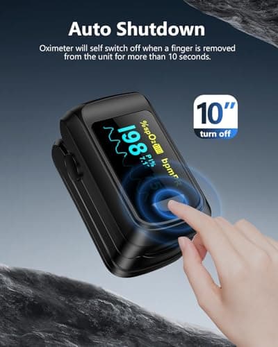 Fingertip Pulse Oximeter Blood Oxygen Saturation Monitor Pulse Ox, Heart Rate and Fast Spo2 Reading Oxygen Meter with OLED Screen Included Lanyard and 2 X AAA Batteries 5