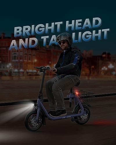 URBANMAX C1 Electric Scooter with Seat,450W Powerful Motor up to 20 Miles Range,Foldable E-Scooter for Adults Max Speed 15.5Mph,12" Pneumatic Tires for Commuting & Errands,Deep Purple 7