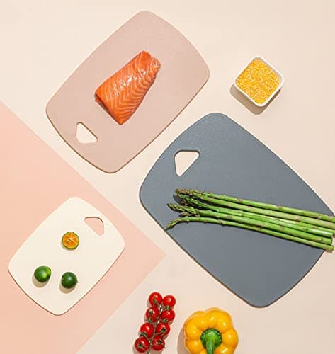 Cutting Boards for Kitchen,Plastic Cutting Board Set of 3, Thick Chopping Boards for Meat, Veggies, Fruits, with Easy Grip Handle,Dishwasher Safe (Pink, 3Pcs) 9