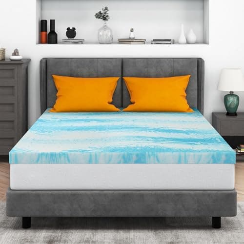 Mattress Topper Queen, 4 Inch Gel Memory Foam Bed Topper for Queen Size Bed, CertiPUR-US Certified, Blue