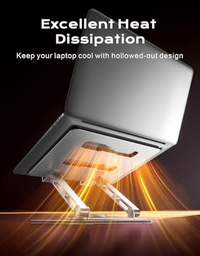 RIWUCT 360° Rotatable Laptop Stand for Desk Adjustable Height, Ergonomic Laptop Riser Holder with Dual-bar Support, Portable Computer Notebook Stand for MacBook Air Pro, Dell XPS, HP (10-16") 6